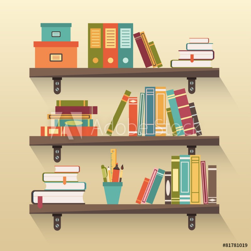 Bild på Shelves with colorful books